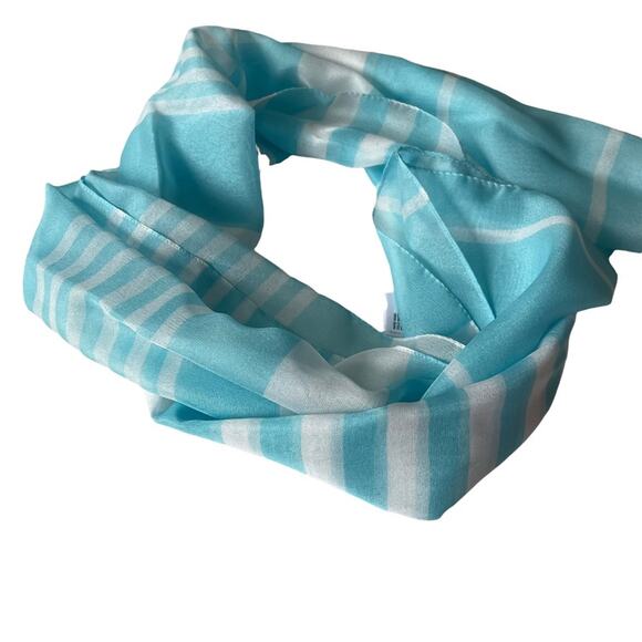 Lightweight Summer Scarf Stripe Light Blue White Made in Italy EUC - Picture 5 of 8